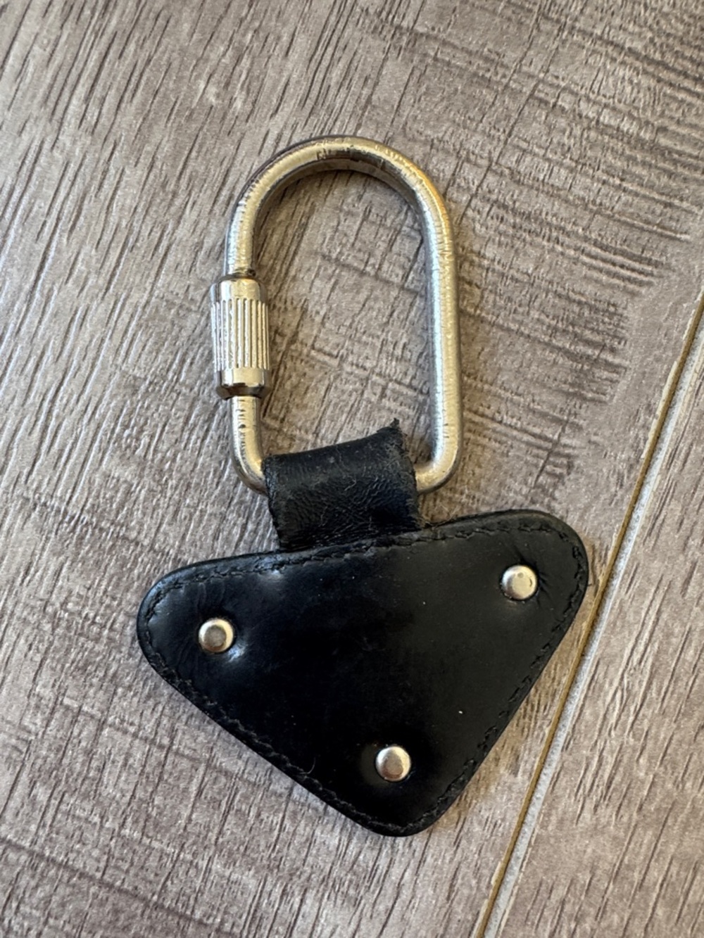Prada Vintage Y2K Triangle Logo Leather Keychain Black Spazzolato Italy - Picture 3 of 4